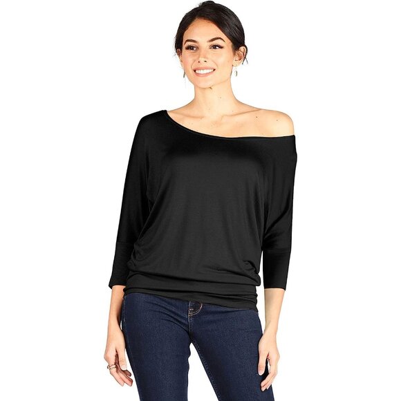 Women’s Dolman Tops 3 Pack Rayon Spandex Off Shoulder 3/4 Sleeve Plus Size - Picture 2 of 6